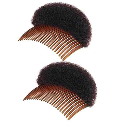2pcs Brown Women Soft Sponge Foam Hair,Clip Hair Comb Braid Tool Styling Accessories,Base Inserts Bump Up Hair Pads Styling Stick Bun Maker Braid Tool Barrettes