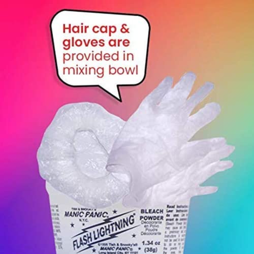 MANIC PANIC Flash Lightning Super Strength Bleach Kit - 40 Volume Developer + Bleach Powder - Hair Lightener for Dark Hair + Lifting up to 7 Levels - Vegan & Cruelty Free