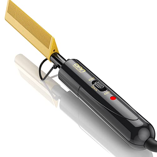 DAN Technology hot Comb Electric for Wigs,450¢µSmall hot Comb for Edges,Low and high Temperatures, Hair straightening Comb for Black Hair,Portable & Dual Voltage for Travel & Home¡¦