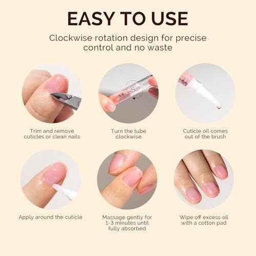 MelodySusie 6Pcs Cuticle Oil Pen Set,Nail Moisturizing Cuticle Oil Enriched with Vitamin E,Softens and Repairs Cuticles,Nail Strengthener,Protects Damaged Skin,Thin Nails,for Home and Salon Use