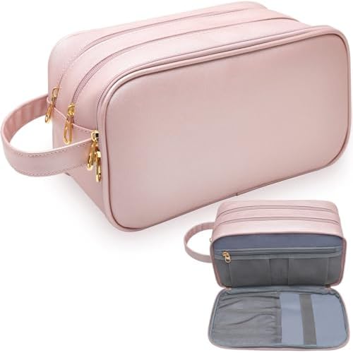 Makeup Bag for Women, Water Resistant Toiletry Bag for Travel Essentials, Dorm Room Essentials for Girl, Toiletry Organizer Dopp Kit for Toiletries Accessories, Mother's Day Graduation Gifts for Her