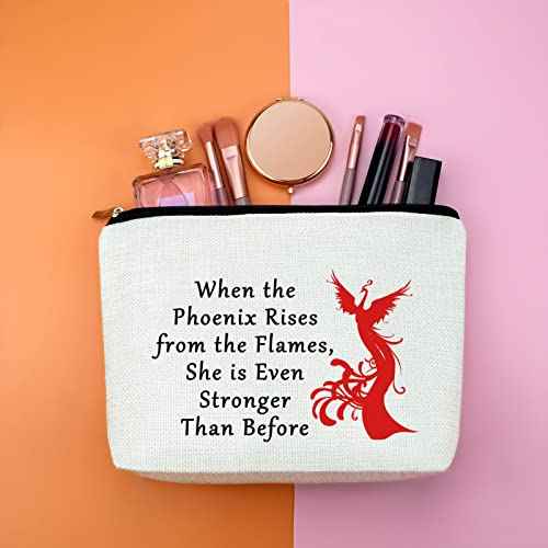Inspirational Gift for Woman Phoenix Rising Makeup Bag Bird Motivational Present Cosmetic Bag Phoenix Lover Gifts Christmas Birthday Graduation Present for Sister Friends Travel Pouch