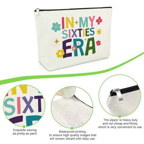 60th Birthday Gifts for Women 1965 Makeup Bag Happy 60 Year Old Birthday Gifts for Grandma Mom Sister Friend Wife Coworker Sixty Cosmetic Bag Presents for Women Turning 60 Travel Cosmetic Pouch