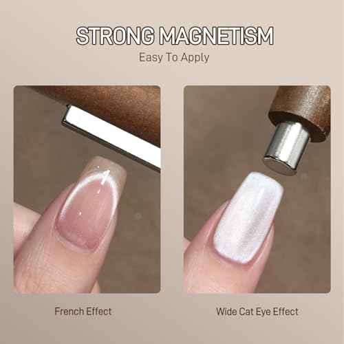 GAOY 3-in-1 Cat Eye Magnet for Nails, Cigar Shape Nail Magnet, Multi-Function Nail Magnets for Nail Art DIY at Home, Brown