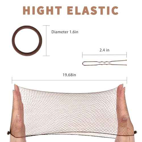 TsMADDTs Hair Nets and U Shaped Pins Set - 30 Hair Nets, 30 2.4 INCH Hair Pins, 5 Hair Bands, Brown