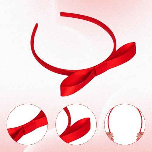 2Pcs Big Red Bow Headband Women Girls Cute Princess Hair Accessories for Halloween Costume Christmas Party