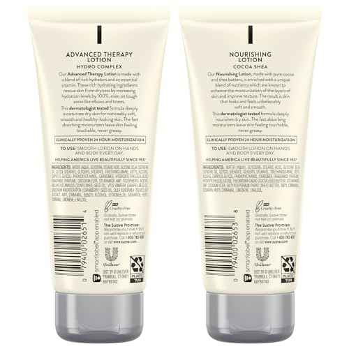 Suave Lotion Variety Pack ? Advanced Therapy Hydro Complex & Nourishing Lotion Cocoa Shea, Moisture-Rich Body Lotion for Extremely Dry Skin, 3 Oz Ea (2 Piece Set)