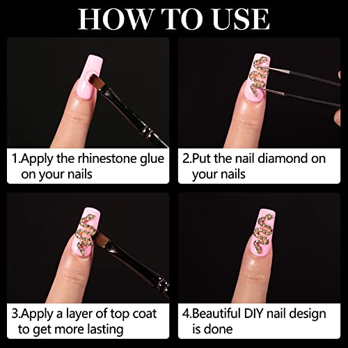 Nail Art Rhinestones Kit, Round Beads Flatback Crystals Multi Shapes Glass Crystal Rhinestones for Nail Art Makeup Face Decor Crafts Supply (Classic Style)