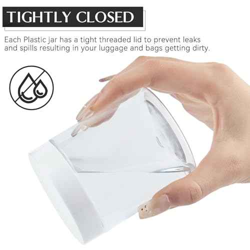 TUZAZO 24 Pack Plastic Jars with White Lids and Labels, 12pcs 8 OZ and 12pcs 4 OZ Round Clear Cosmetic Containers for Body Butter, Body Scrub, Cream, Lotion, Slime Jar, Small Items, Travel Storage