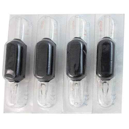 VORTEX 1.25-inch Soft Silicone Black Disposable Tattoo Tube Grips with Clear Long Tips 15pcs (9R)