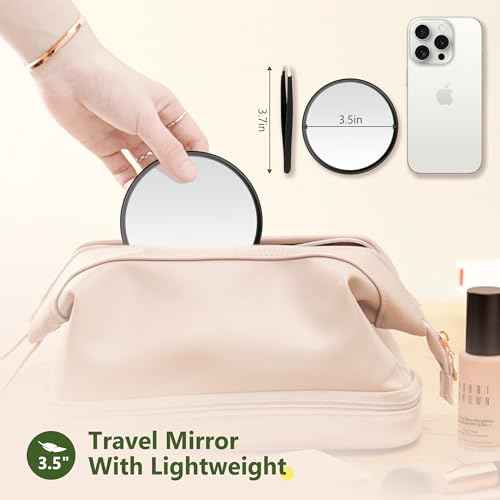 30X Magnifying Mirror, Magnifying Mirror Suction Cup, Travel Makeup Mirrors with Precise Tweezers, Compact Mirrors for The Removal of Female Facial Hair, 3.5 Inches (Black)