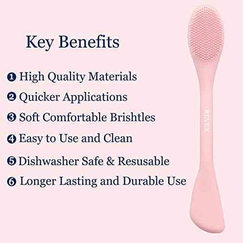 REVEX Silicone Face Mask Applicator,Face Scrubber,Lymphatic Drainage Massager,Pore Cleaning Brush,2Pcs Mask Applicator Tool for Facial Mud,Contour Face Brush for Lymphatic Drainage.(Pink+Gray)