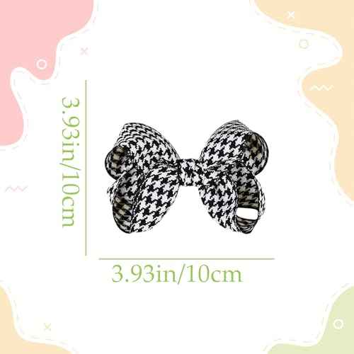 Black Plaid Hair Bow Clips for Women, Houndstooth Big Bows Clip Pigtail Barrettes for Girls, Christmas Valentine Xmas Party Hairpins, Cute Accessories for Hair Styling 2Pcs