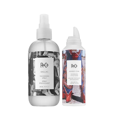 R+Co Hair Thickening Set | Rodeo Star Volumizing Mousse & Dallas Thickening Spray | Instantly Adds Density & Lift for Fine to Medium Hair | Vegan, Cruelty-Free | 8.5 oz + 5 oz (Pack of 2)