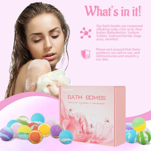 5.3 OZ Extra Large Bath Bombs Gift Set for Women, Girlfriend, Her, Girls, 12 Pcs XXL Organic Natural Handmade Bathbombs for Skin Moisturizing, Bubble Spa Bath, Mothers Day Gift for Wife