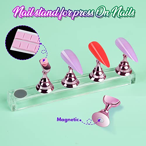 Teenitor Clear Nail Tips Full Cover, Long Stiletto Nails Tips For Acrylic Nails, 600 Pcs Almond Shape Fake Nails Tips With Glue, Acrylic Nail Clipper, Nail Stand Clear Glue On Nails