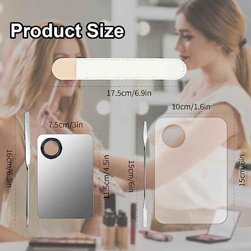 5pcs Professional Makeup Spatula Korean Set with Foundation Spatula Stainless Steel Makeup Palette Acrylic Cosmetic Palette,Reusable Beauty Tools for Facial Cosmetic,Nail Art,Pigment Blending