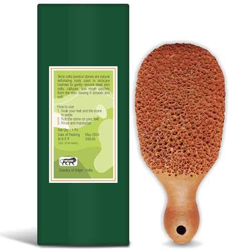 Pumice Stone for Feet, Foot Exfoliator Scrubber, Callus Remover, Made of Natural Terra-Cotta, Exfoliates & Smooths Rough Skin