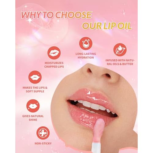 3Pcs Hydrating Lip Oil Set£¬Non-sticky Lip Oils Gloss Lip Balm Lip Care£¬Deeply Nourishing and Repairing Prevents Lips Chapped and Lighten Lip Lines(Honey£¬Peach£¬Strawberry)