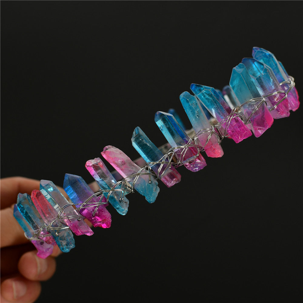 Handmade Crystal Hair Accessory with U-Shaped Design - Color Options Pink & Blue