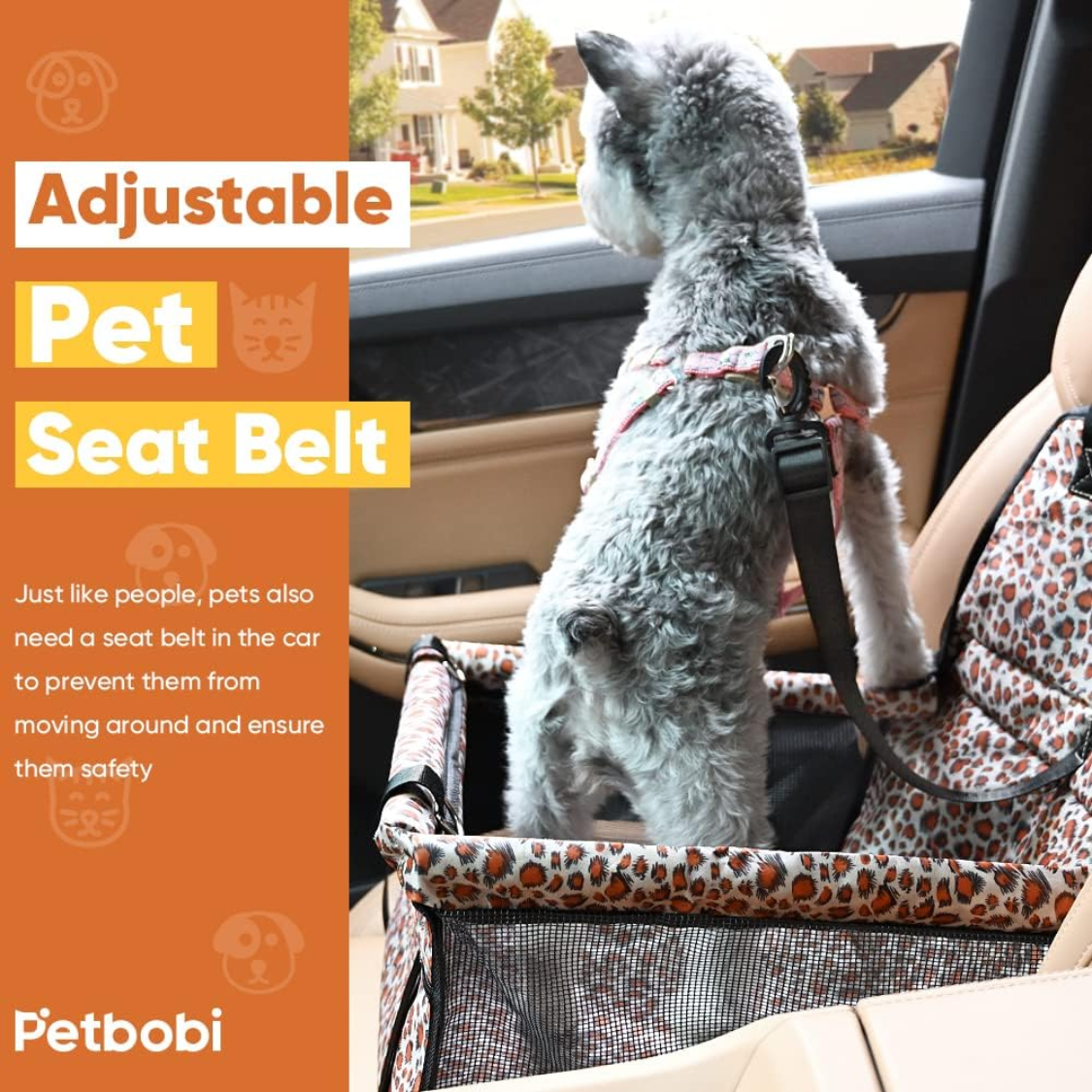 Small Dog Car Seat Booster - Foldable Safety Seat for Small Medium Dogs