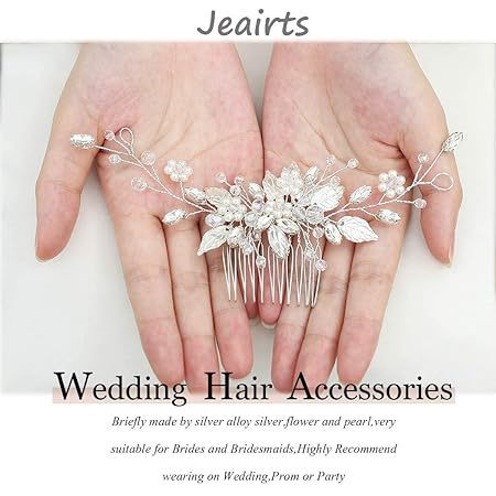 Floral Rhinestone Hair Comb with Crystal Inlay