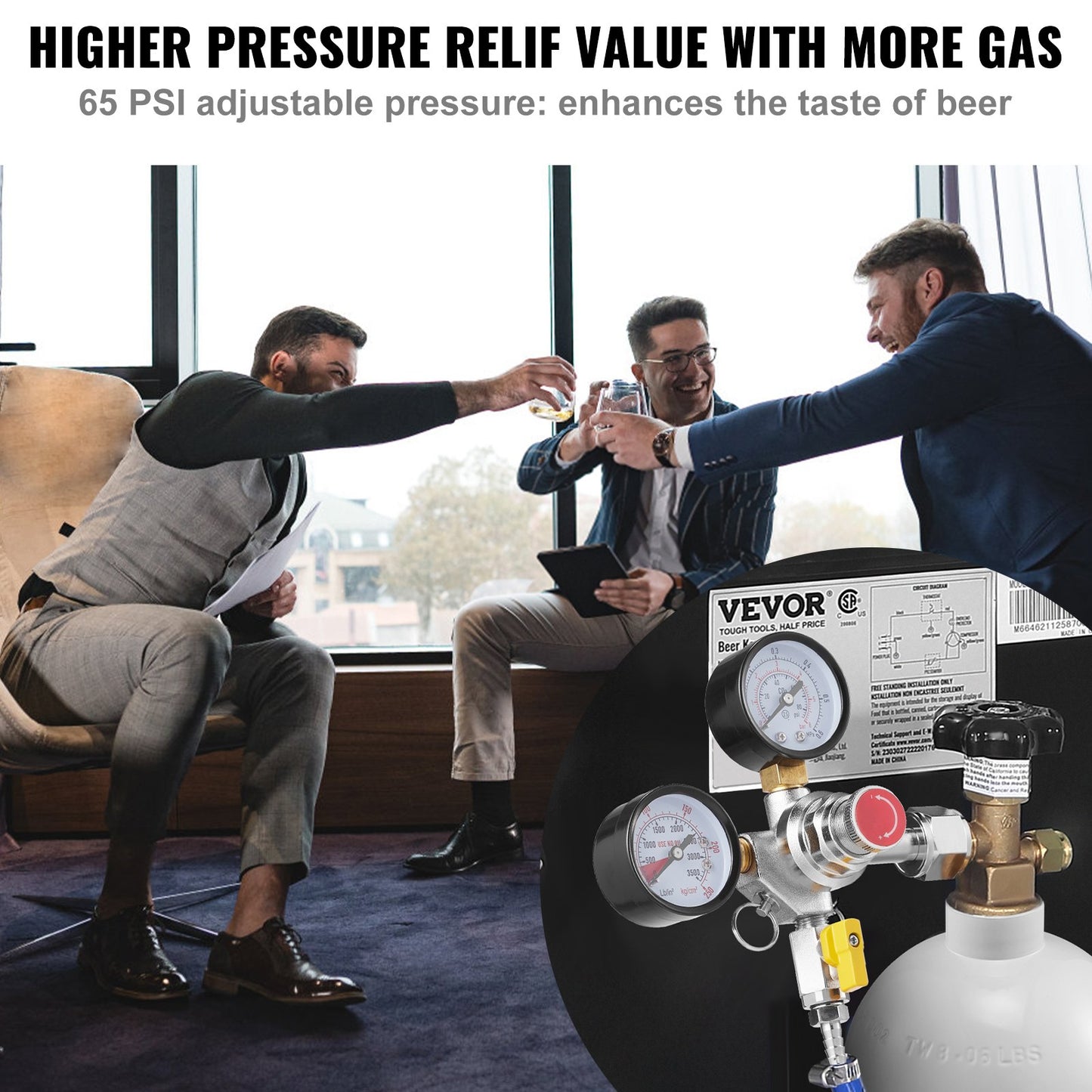 CO2 Regulator with Adjustable Pressure 0-60 PSI - Heavy Duty