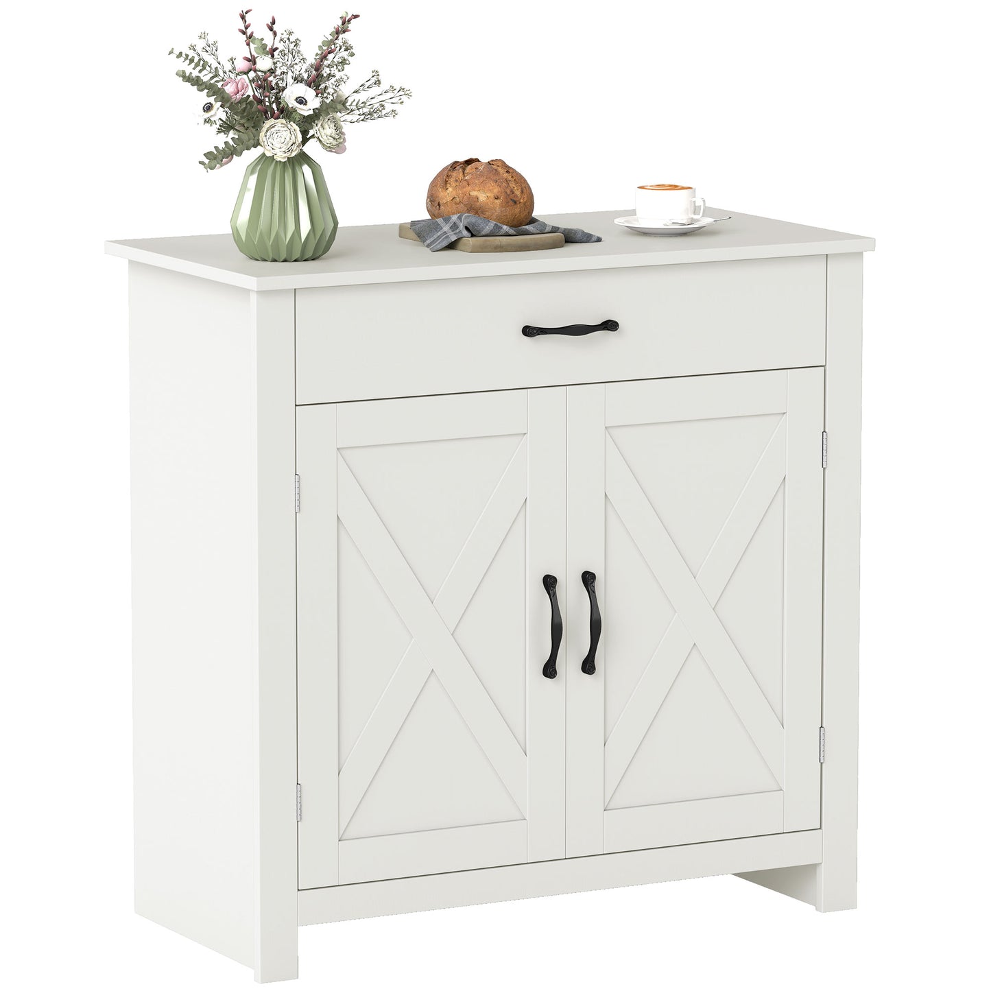 Farmhouse Sideboard Cabinet with Barn Doors Kitchen Buffet Drawer and