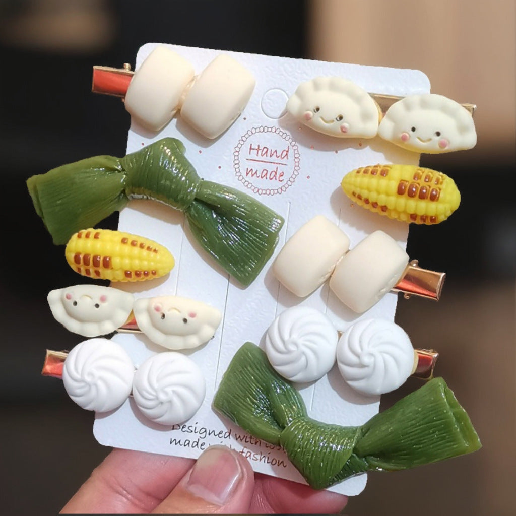 Mini Food Clip Set - Simulation Rice, Eggs, Corn, Melon Seeds, Cute Food Accessories