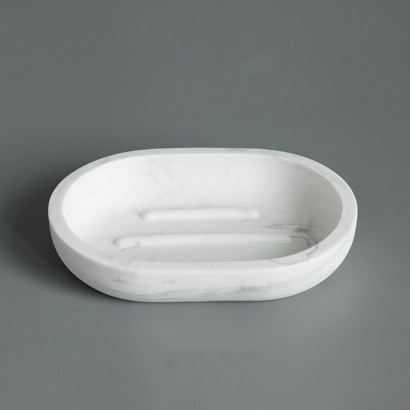 5-Piece Bathroom Accessory Set with Marble Texture Resin Finish - Black & White