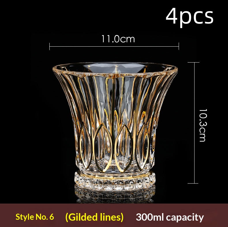 Large Gold-Trimmed Gin Crystal Glass - Vintage Drinkware for Bar & Kitchen