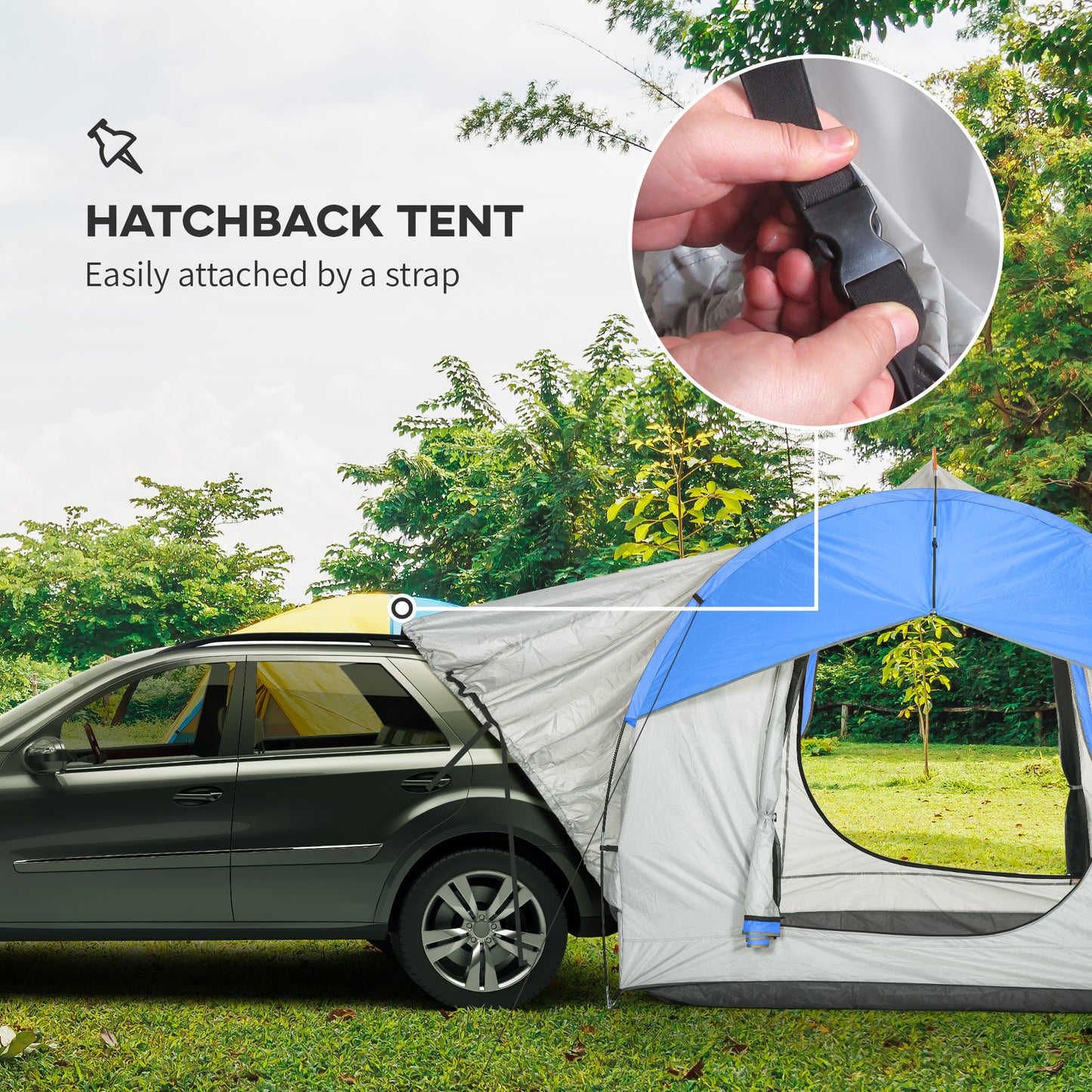 2000mm Waterproof Car Tent for 5-6 People - Gray & Blue