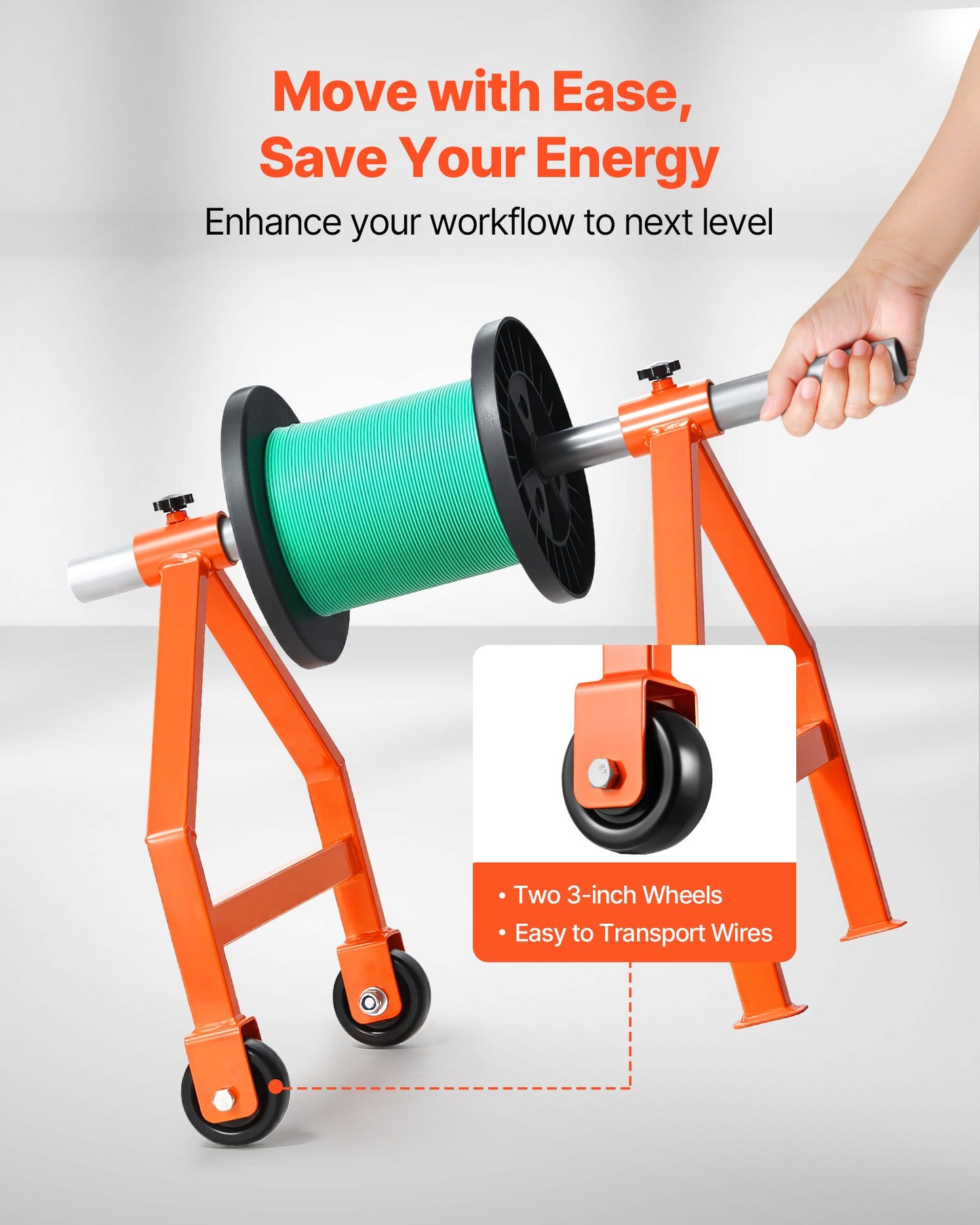 Wire Spool Rack Holder for Up to 29.9-Inch Diameter Cables with Wheels - Heavy Duty Cable Caddy