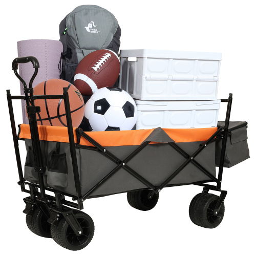 Large Capacity Collapsible Wagon with Canopy and Mosquito Net - All-Terrain Wheels, Foldable Garden Cart