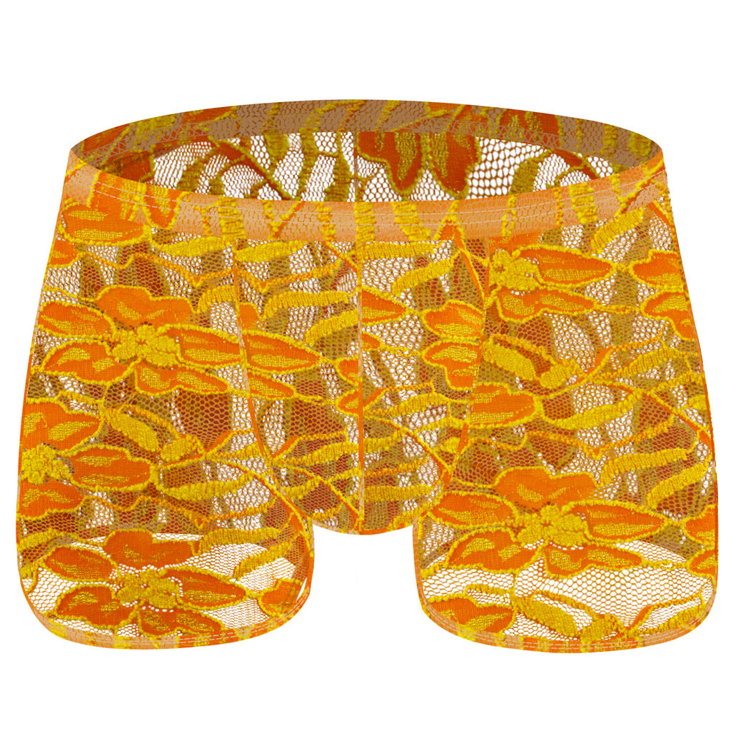 Men's Lace Mesh Boxers - Translucent Loungewear Bottoms for Men