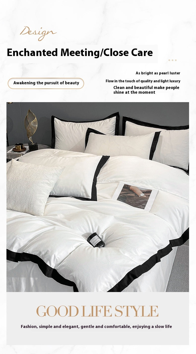 Four-Piece Velvet Bedding Set - Fitted Sheet Duvet Cover Pillowcase