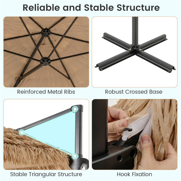 9.5ft Tropical Outdoor Umbrella - 2-Tier Vented Sun Protection