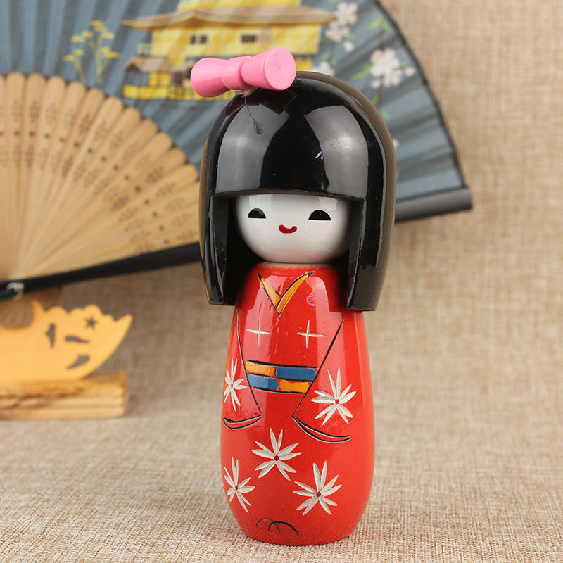 Japanese-Style Kimono Doll for Sushi Restaurant Decor - Handmade Wooden Figurine