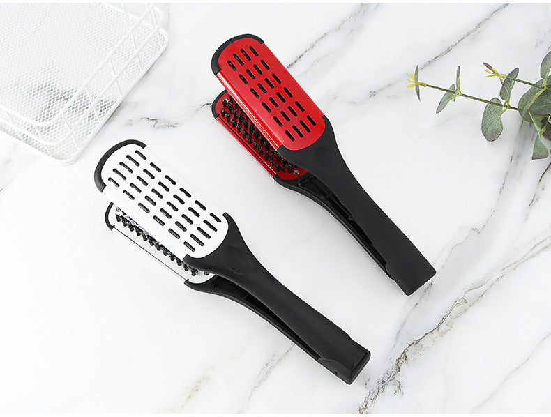 Hairdressing Clamp Comb for Hair Styling - V-Shaped Bristle Comb in Multiple Colors