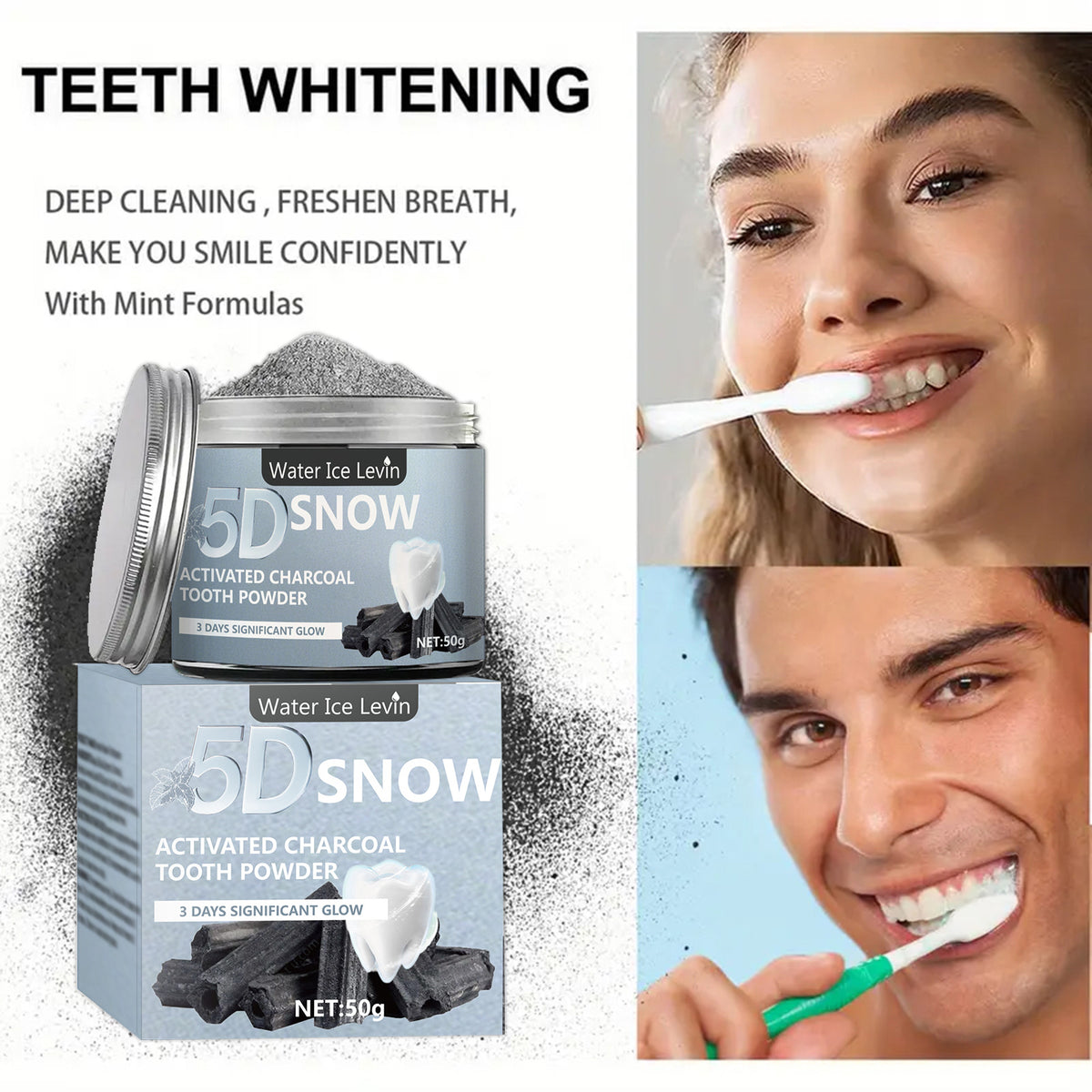 Activated Charcoal Tooth Powder - Deep Cleaning Oral Care, 50g