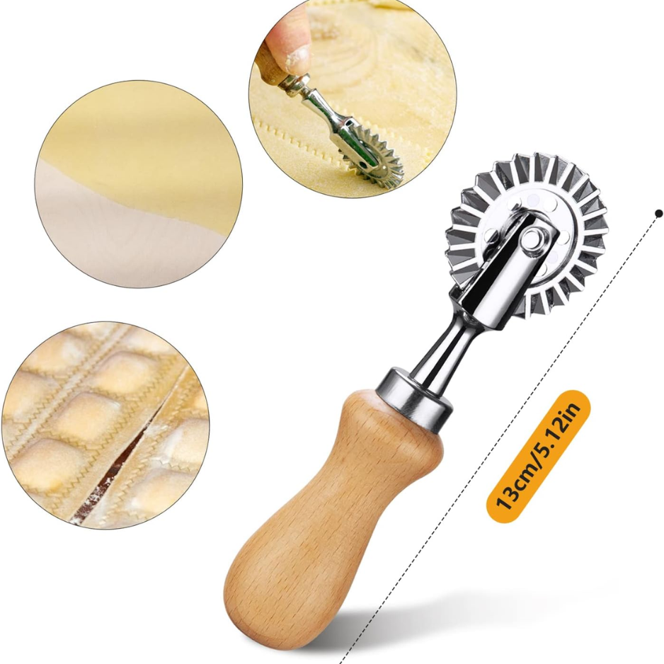 Pastry Wheel Cutter - Fluted Ravioli Crimper & Dough Tool