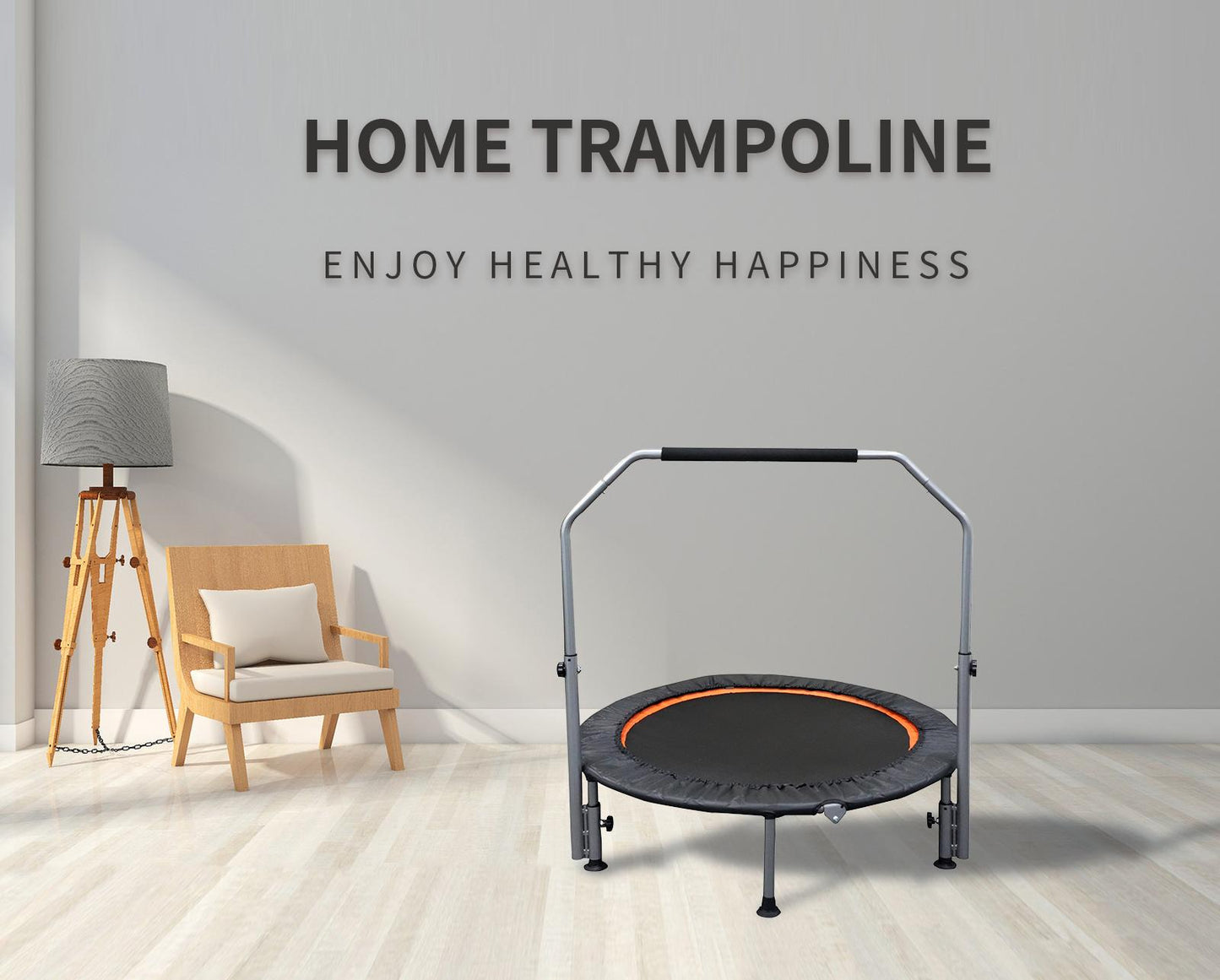 Mini Fitness Trampoline with Adjustable Handles - 48 Inch