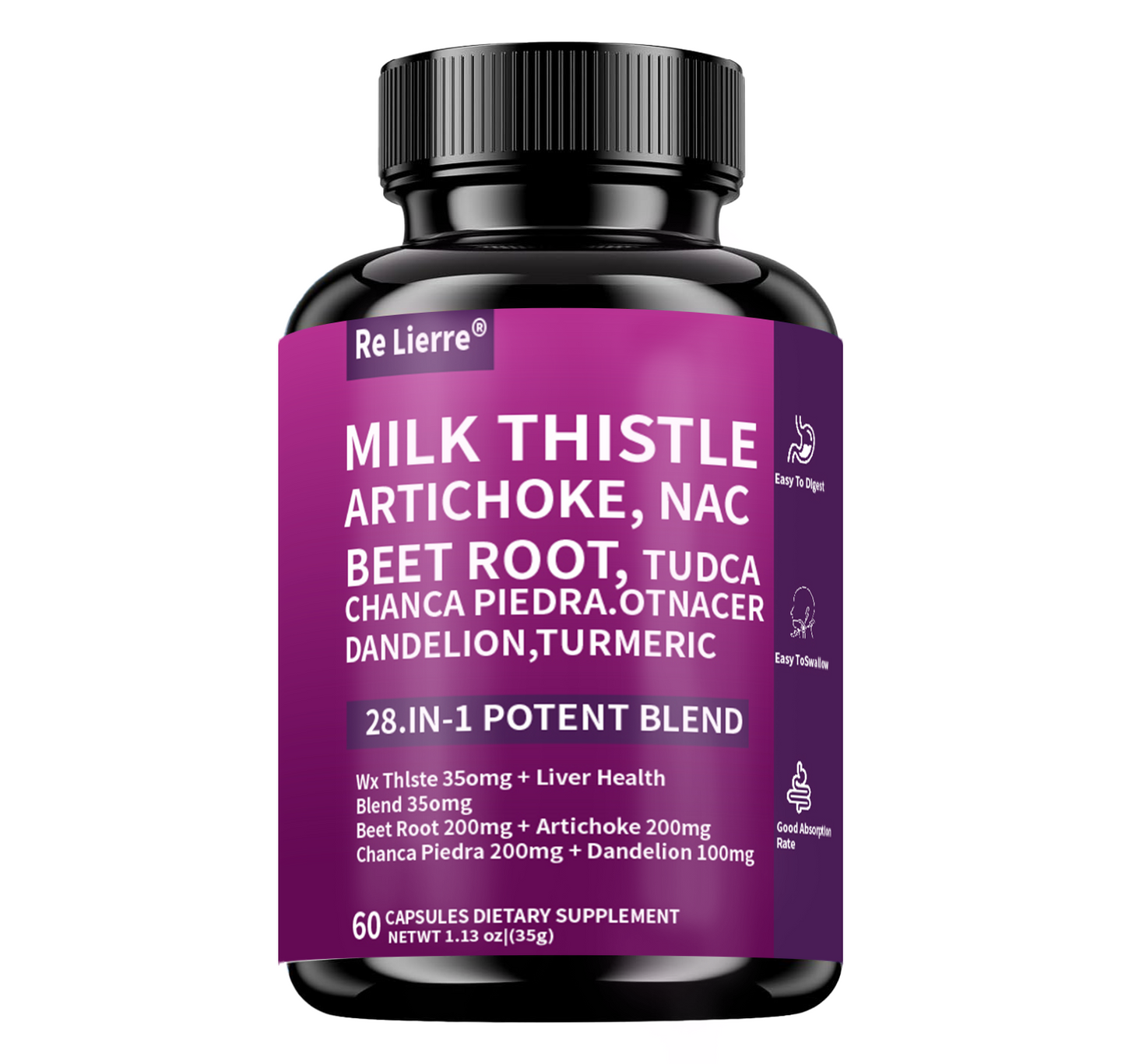 Milk Thistle & Herbal Liver Support Supplement - 60 Capsules