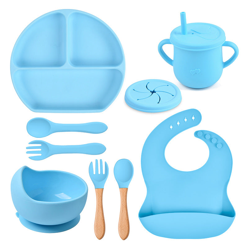 Silicone Solid Color Baby Tableware Set - Child Safe Dinnerware Kit