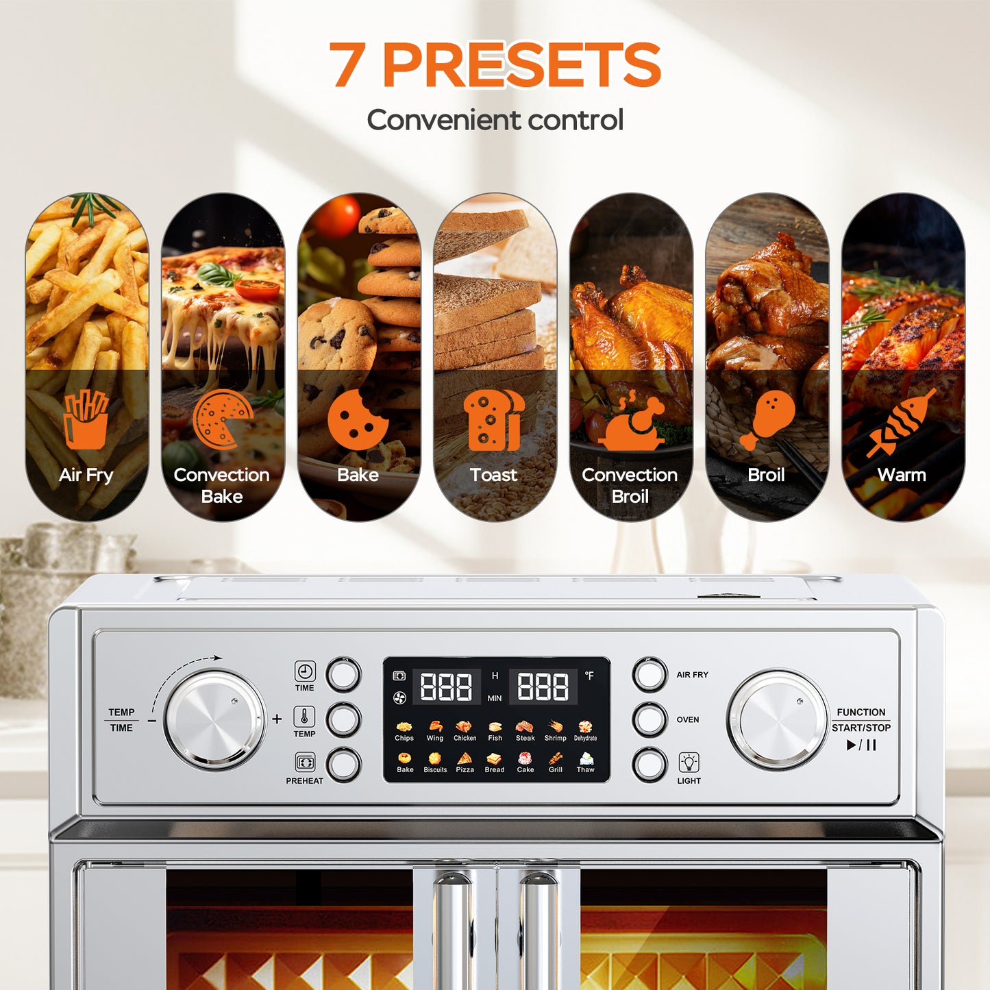 29.5QT Digital French Door Air Fryer Toaster Oven - 14 Presets, Stainless Steel