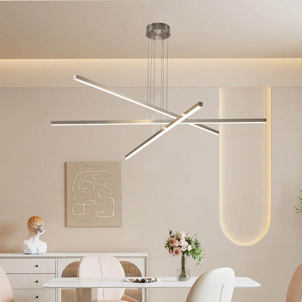 Modern LED Chandelier - Geometric 3-Arm Design, Adjustable Height