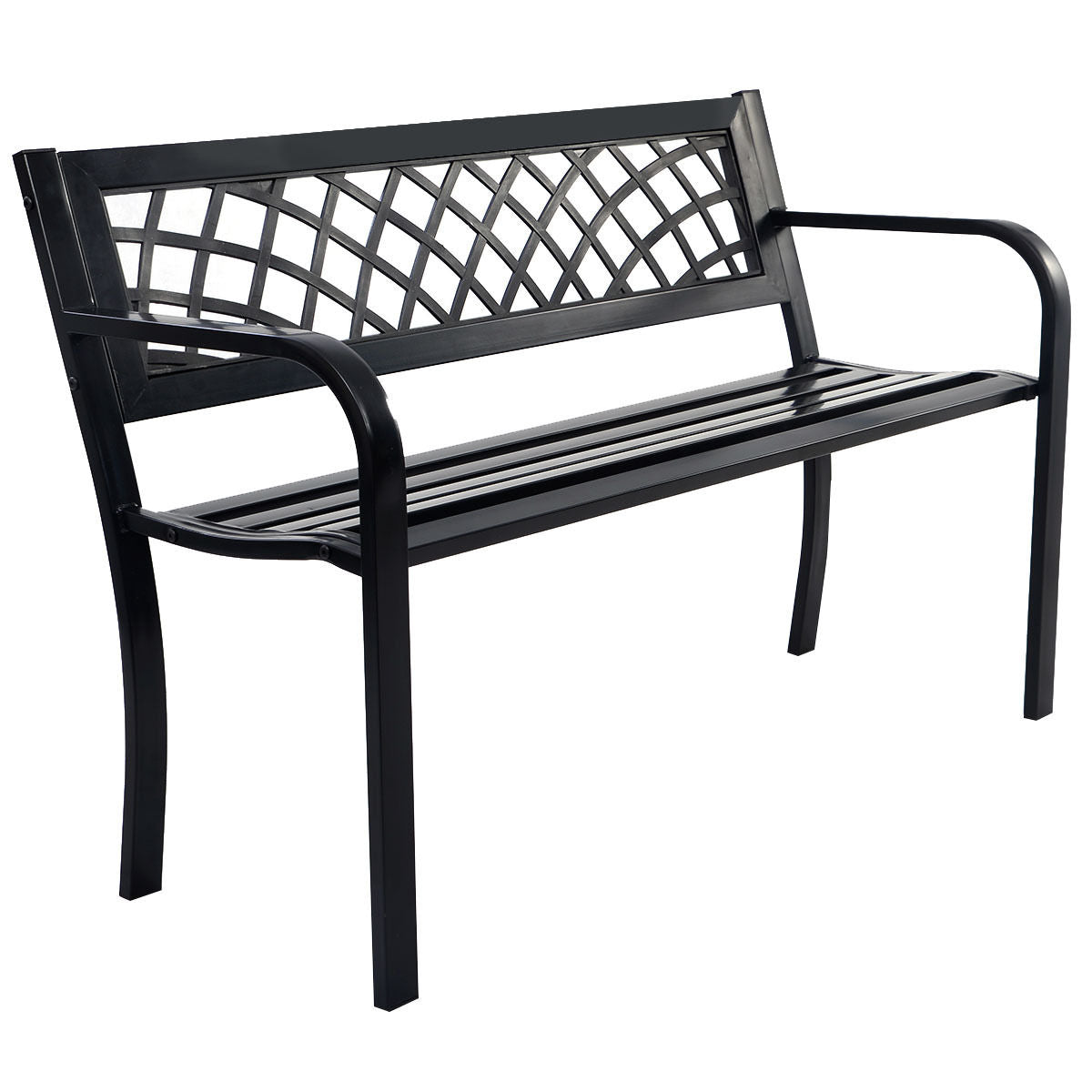 Outdoor Bench with Steel Frame and PVC Backrest