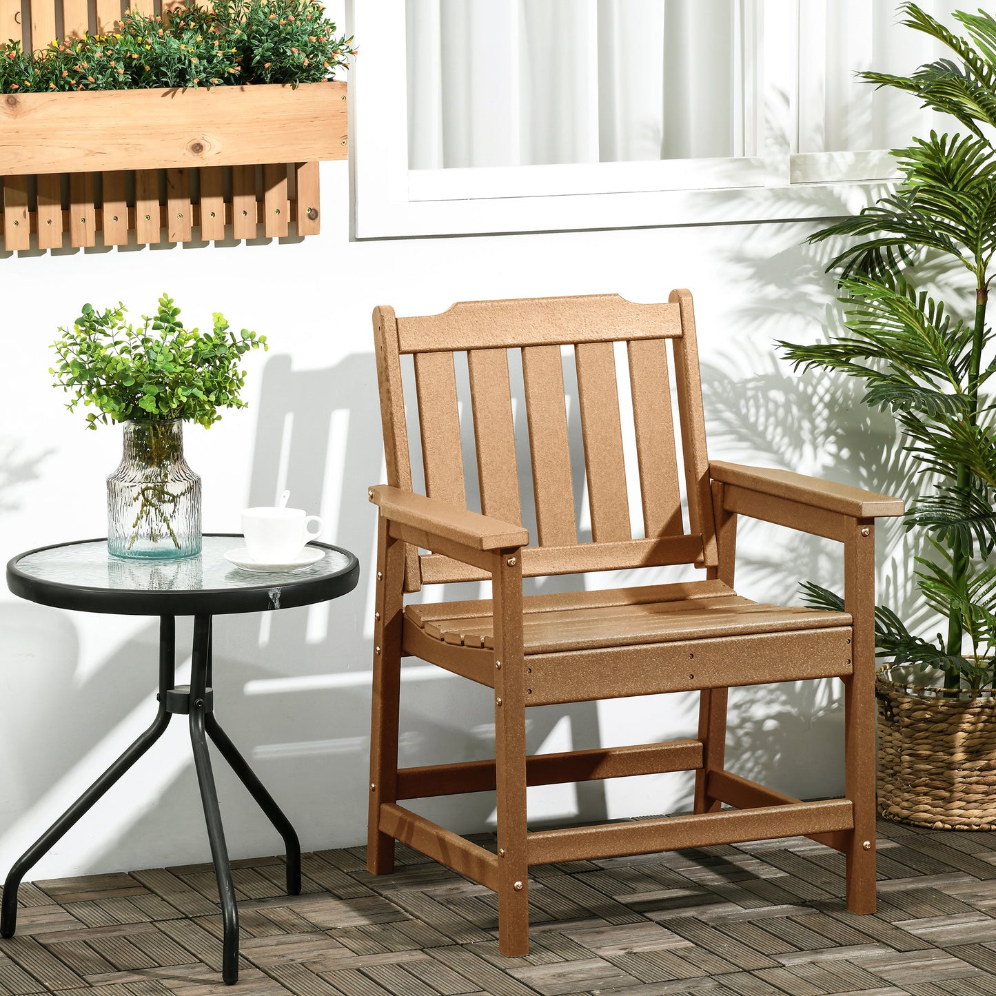 HDPE Outdoor Dining Chair - Heavy Duty, Water-Resistant, Brown