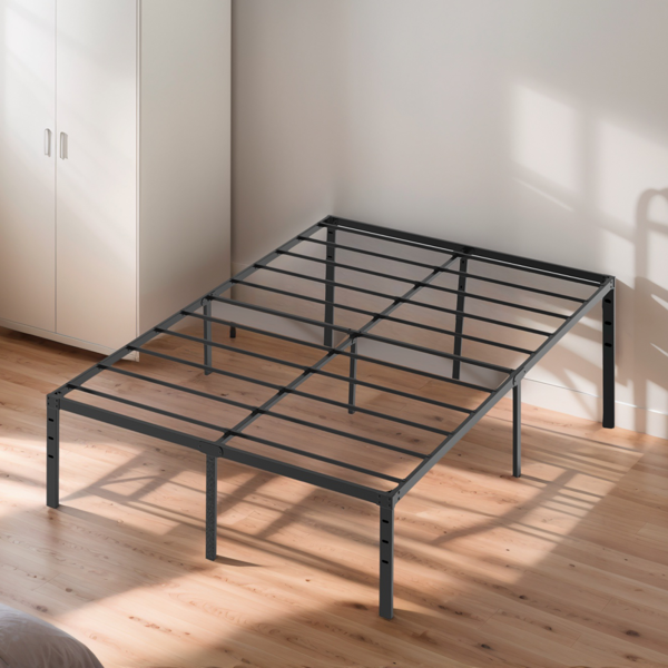 Black Queen Size Simple Basic Platform Metal Bed Frame - 14 Inch