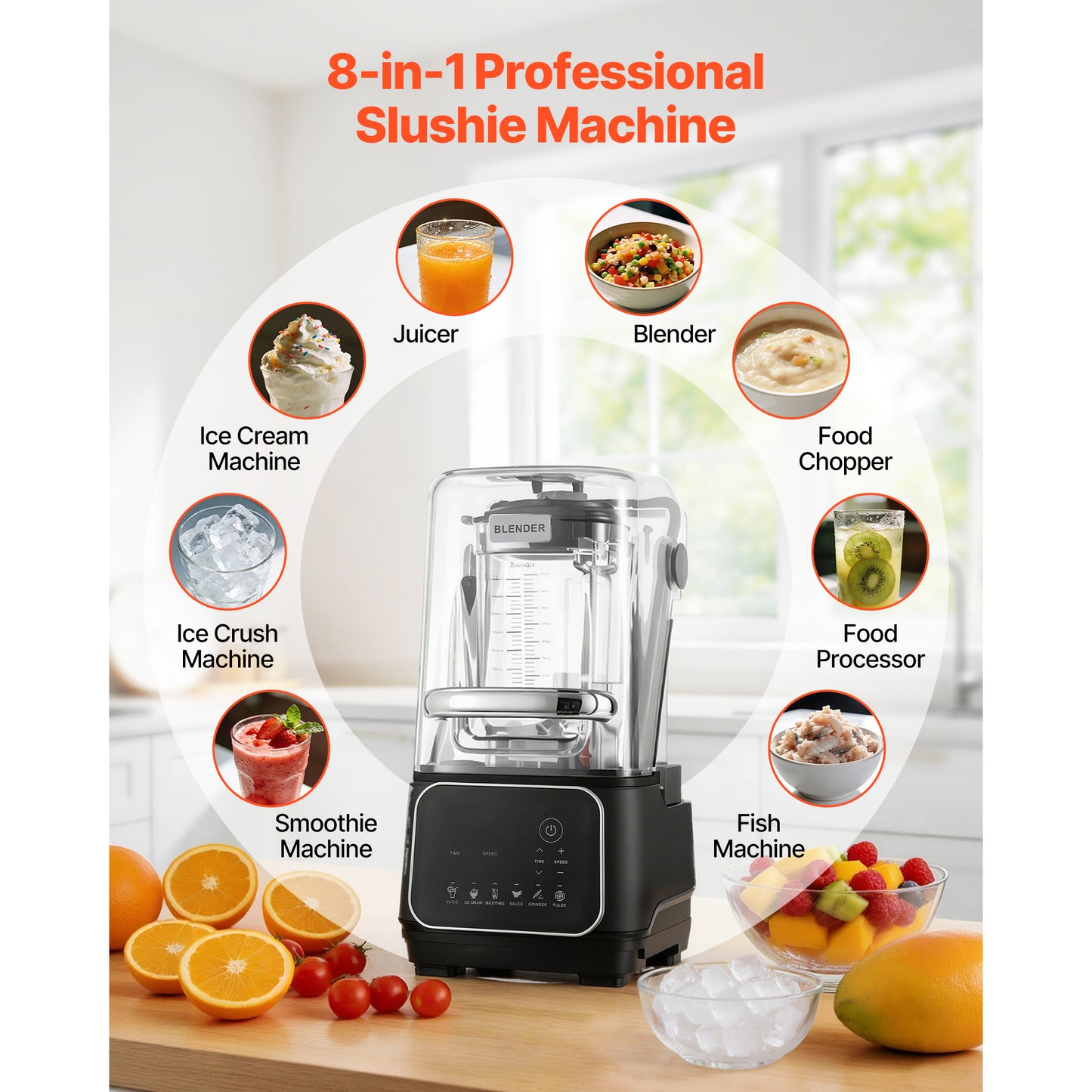 68 Oz Commercial Countertop Blender with 2200W Power, Self-Cleaning & Speed Controls